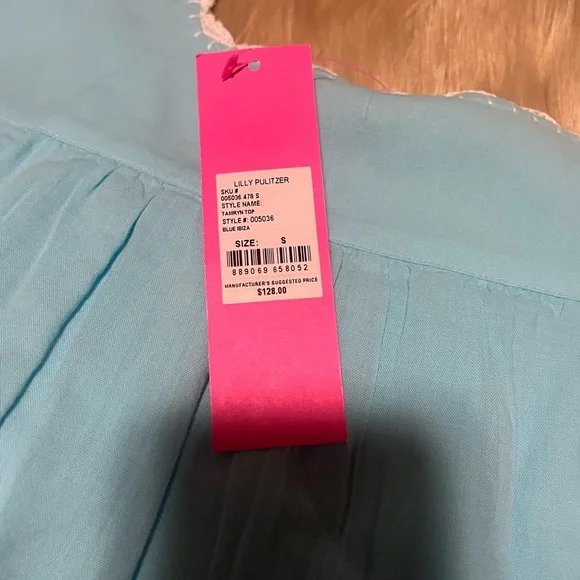 Lilly Pulitzer Tamryn | Blue Ibiza | Short Sleeve Blouse - Picture 7 of 7